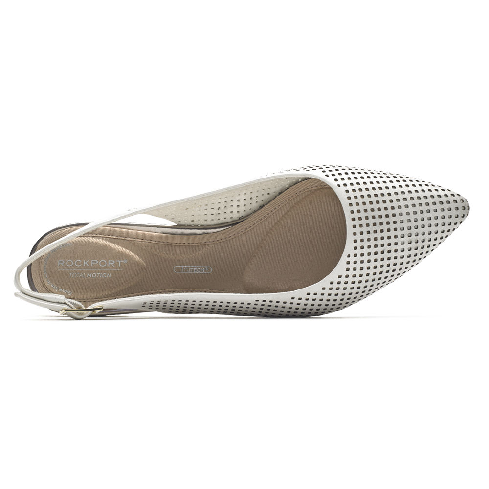 Rockport Flats Sko Dame Hvite - Total Motion Adelyn Slingback - FAMG79358